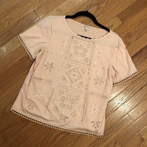 J. Crew Eyelet Embroidered Cotton Peasant Top